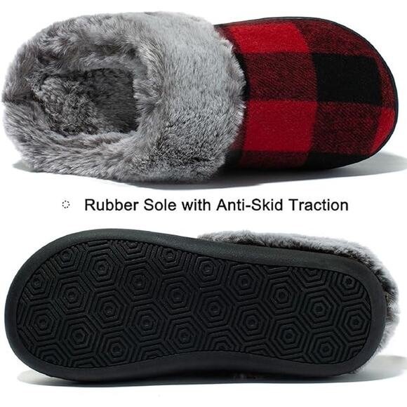New Womens Size 8-9 Buffalo Plaid Memory Foam Slippers - Picture 2 of 5
